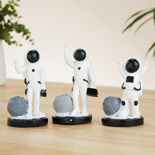 3 pcs Astronaut Statues for Home Decor (Pack of 3, Black & White)